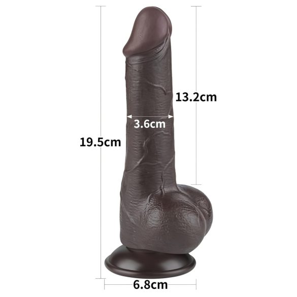 Lovetoy divslāņu dildo ar sēkliniekiem 19,5 cm brūns