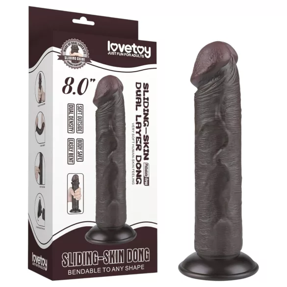 Lovetoy divslāņu dildo ar piesūcekni 20 cm brūns