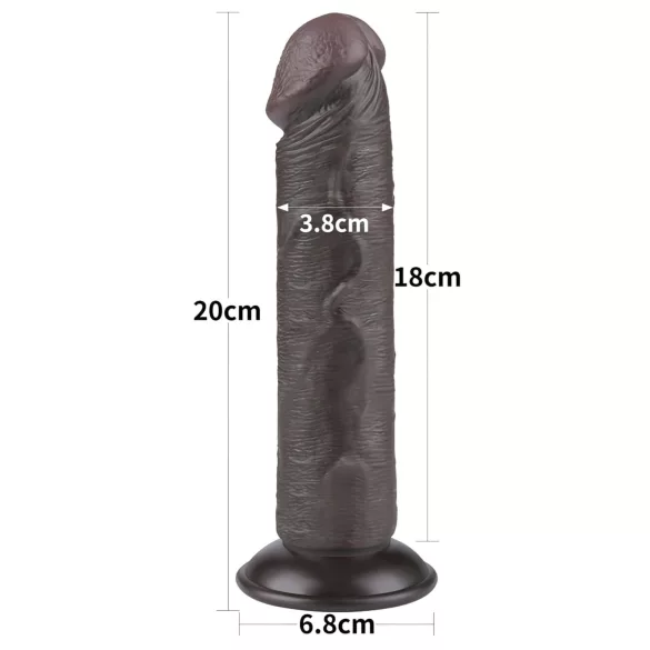 Lovetoy divslāņu dildo ar piesūcekni 20 cm brūns