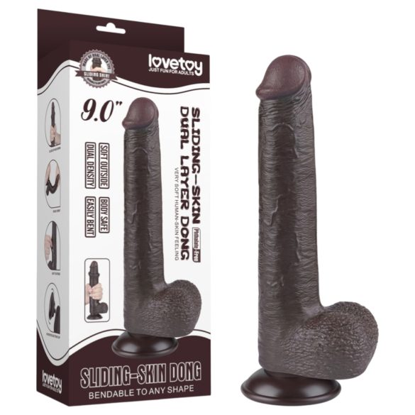 Lovetoy divslāņu dildo ar piesūcekni 20,8 cm brūns
