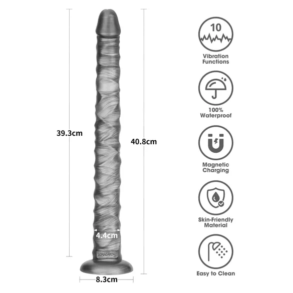 Lovetoy King Sized - vibrators liels izmērs 40,5 cm pelēks