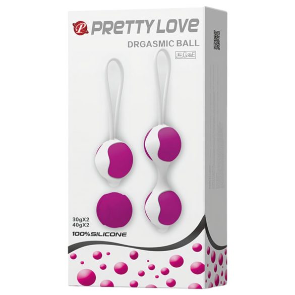 Pretty Love Orgasmic - maināms geišu bumbiņu komplekts (balts-violetais)