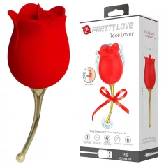   Pretty Love Rose Lover - klitora vibrators ar mēli 2in1 sarkans