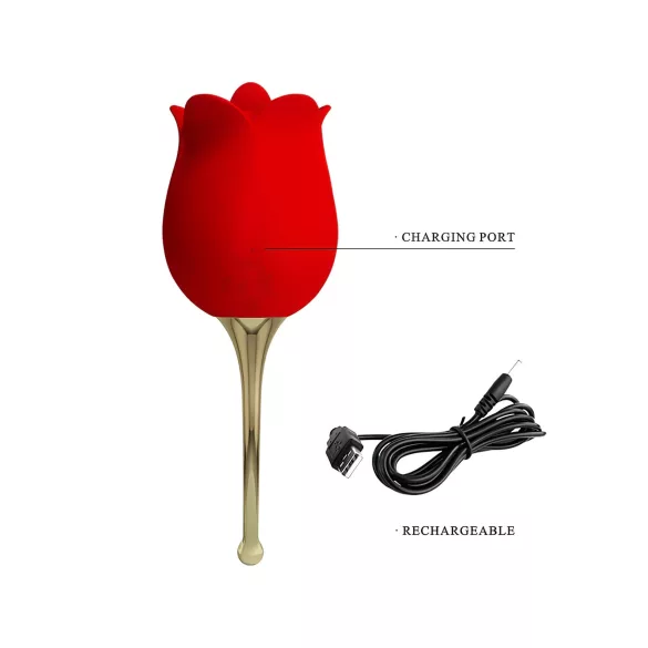 Pretty Love Rose Lover - klitora vibrators ar mēli 2in1 sarkans