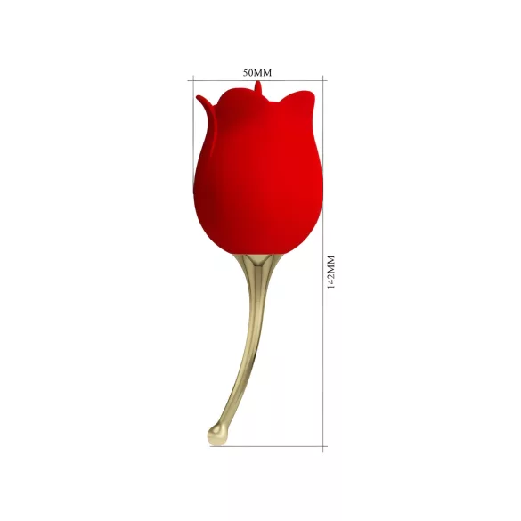 Pretty Love Rose Lover - klitora vibrators ar mēli 2in1 sarkans