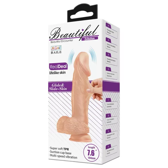 Baile Zebulon - realistsks vibrators ar sēkliniekiem 19cm naturāls