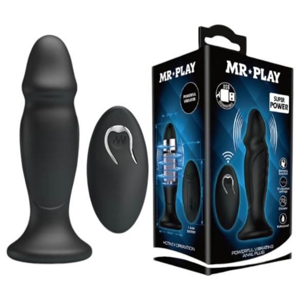 MR. PLAY - anālais vibrators ar akumulatoru un tālvadību melns