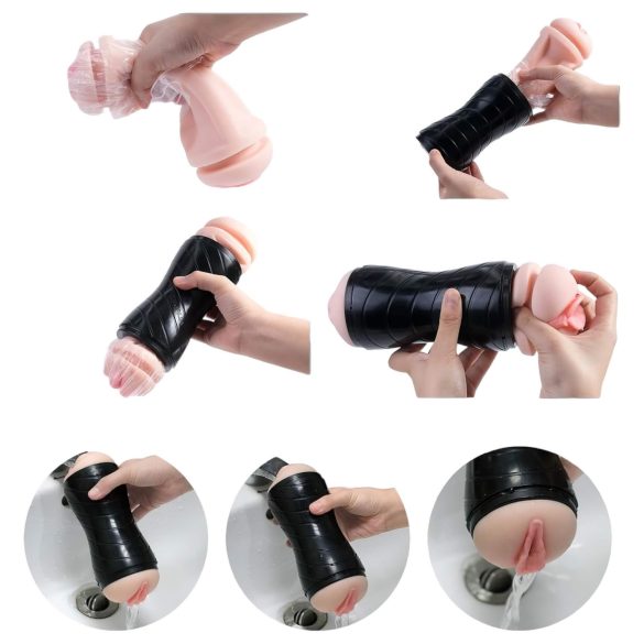 Vibeconnect - masturbators ar reālistisku muti un maksti, dabiska/ melna