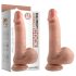 Divu blīvumu - piesūcekni, dzīvotspējīgs dildo ar oliņām - 18cm (dabiski)