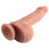 Divu blīvumu - piesūcekni, dzīvotspējīgs dildo ar oliņām - 18cm (dabiski)