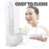 Reālistisks balts dildo ar piesūcekni un sēkliniekiem