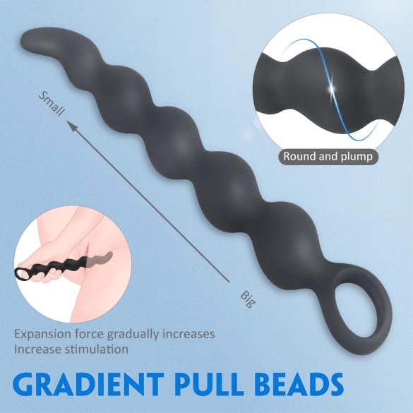 Sex HD Steven - anālais dildo ar pērlītēm melns