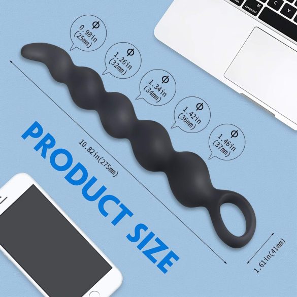 Sex HD Steven - anālais dildo ar pērlītēm melns