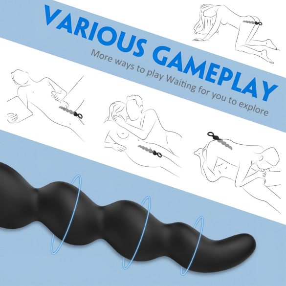 Sex HD Steven - anālais dildo ar pērlītēm melns