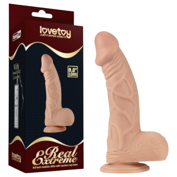 Lovetoy Real Extreme - piesūceknis dildo - 23cm (dabiska krāsa)