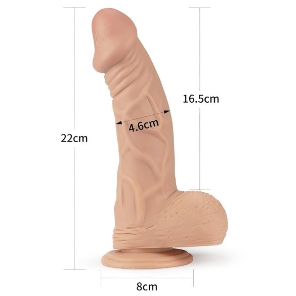 Lovetoy Real Extreme - dildo ar piesūcekni 23 cm miesaskrāsas
