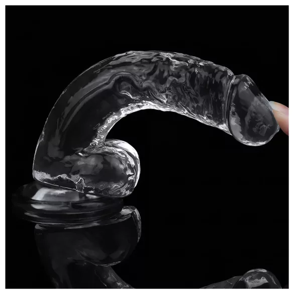 Lovetoy Flawless Clear - dildo ar piesūcekni 19 cm caurspīdīgs