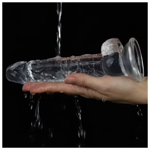 Lovetoy Flawless Clear - dildo ar piesūcekni 19 cm caurspīdīgs