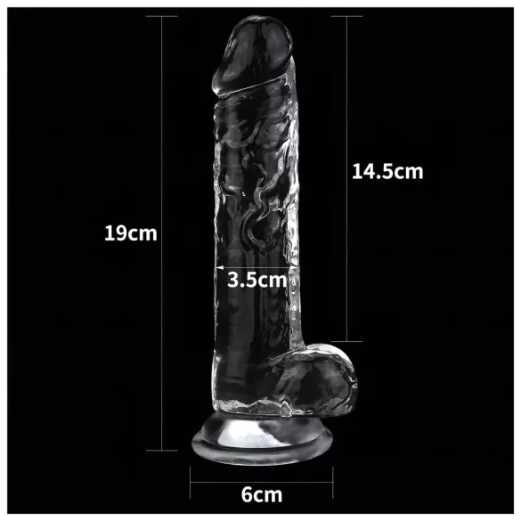 Lovetoy Flawless Clear - dildo ar piesūcekni 19 cm caurspīdīgs