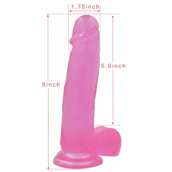 Lovetoy dildo ar piesūcekni jelly materiāls 20 cm rozā