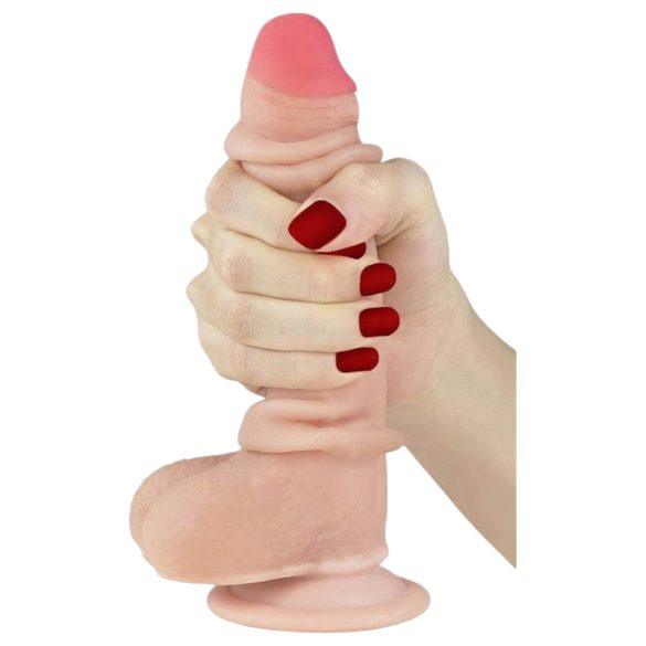 Lovetoy divslāņu dildo ar bīdāmu ādu 18cm naturāls