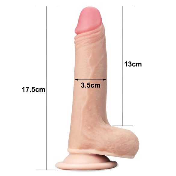 Lovetoy divslāņu dildo ar bīdāmu ādu 18cm naturāls