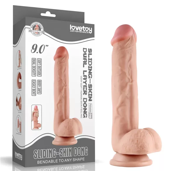 Lovetoy divslāņu dildo naturāls 23cm