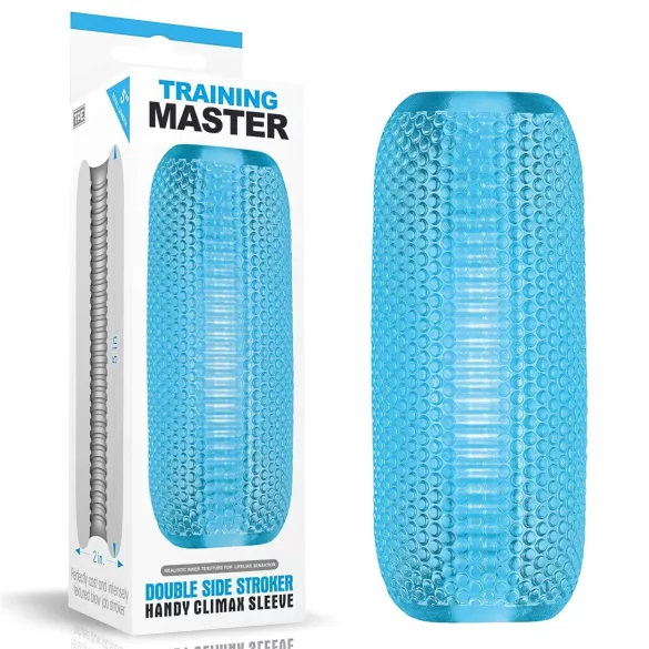Lovetoy Training Master - divpusējs rievots masturbators (zils)