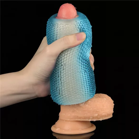 Lovetoy Training Master - divpusējs rievots masturbators (zils)