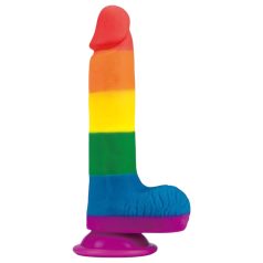   Lovetoy Prider - reālistisks dildo ar sēkliniekiem 20cm varavīksnes krāsā