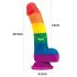 Lovetoy Prider - dzīvs silikona dildo - 19cm (varavīksne)