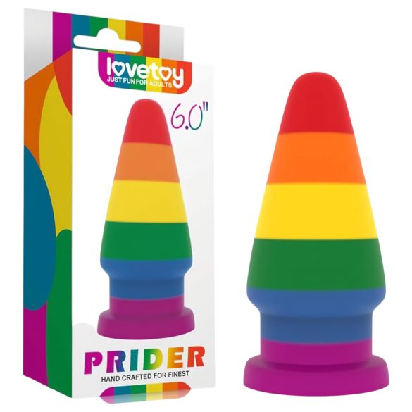 Lovetoy Prider - anālais plug 15 cm varavīksnes krāsā