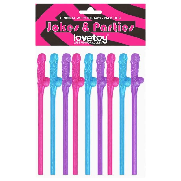 Lovetoy - reālistiski dzimumlocekļa salmiņi (rozā-zils-violets)