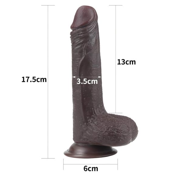Lovetoy divslāņu dildo ar Sliding-Skin, 18 cm, brūns