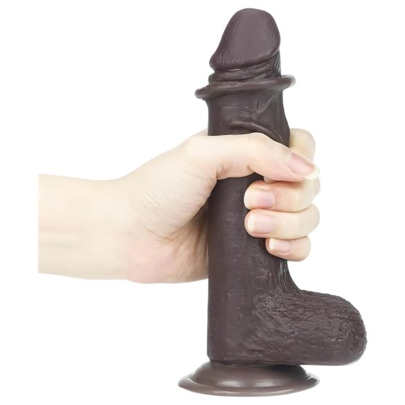 Lovetoy divslāņu dildo ar Sliding-Skin, 18 cm, brūns