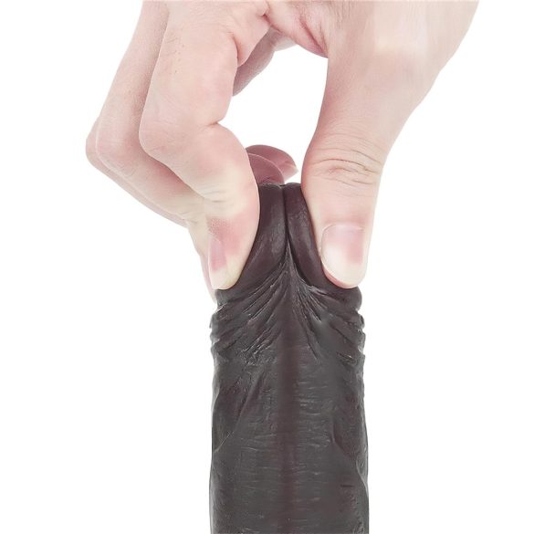 Lovetoy divslāņu dildo ar Sliding-Skin, 18 cm, brūns