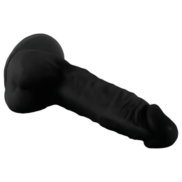 Mr. Rude - reālistisks dildo ar sēkliniekiem un piesūcēju 19cm melns