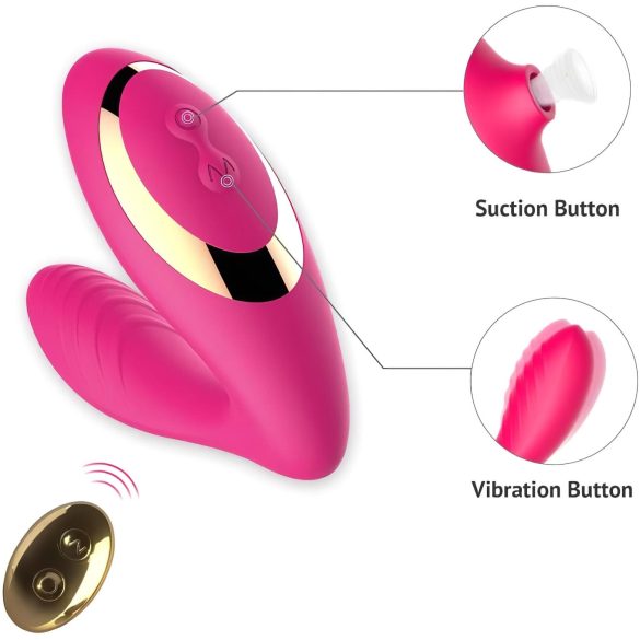Tracy's Dog 2 - sieviešu 2in1 vibrators ar gaisa viļņu stimulāciju rozā