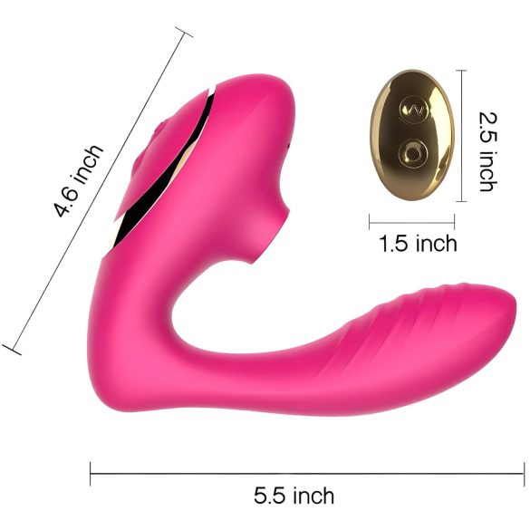 Tracy's Dog 2 - sieviešu 2in1 vibrators ar gaisa viļņu stimulāciju rozā