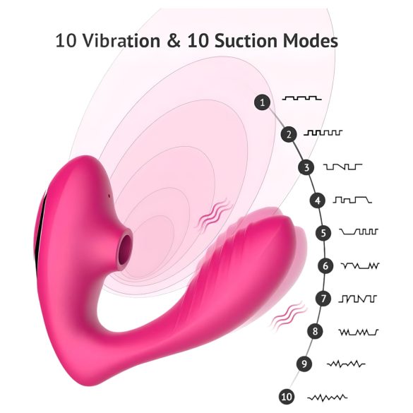 Tracy's Dog 2 - sieviešu 2in1 vibrators ar gaisa viļņu stimulāciju rozā