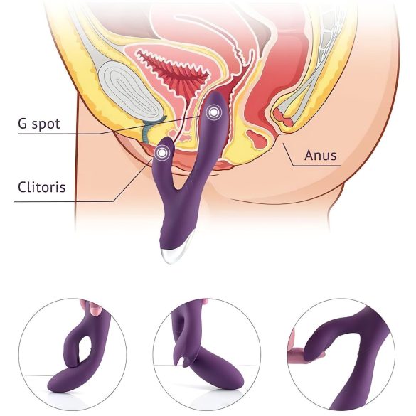 Tracy's Dog trusīša vibrators ar klitora stimulatoru, ūdensizturīgs, violets