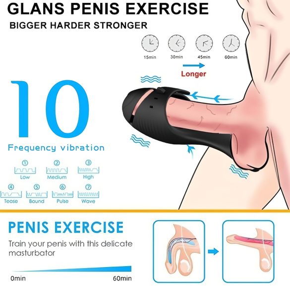 Leopard - uzlādējams vibrators dzimumloceklim melns