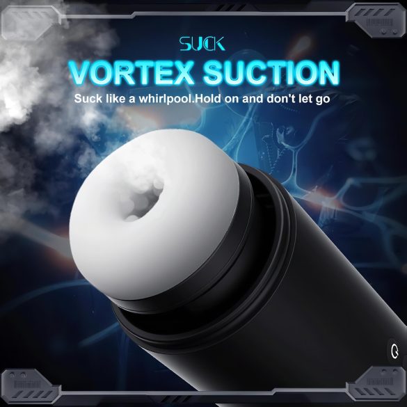 Leopard - vīriešu masturbators ar kustīgu, sūkšanas un vibrācijas funkciju melns