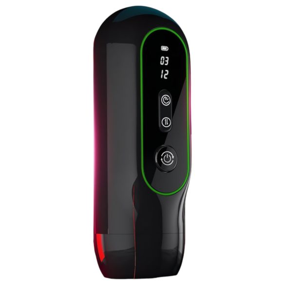 Leopard - vīriešu masturbators ar vibrāciju un kustību melns