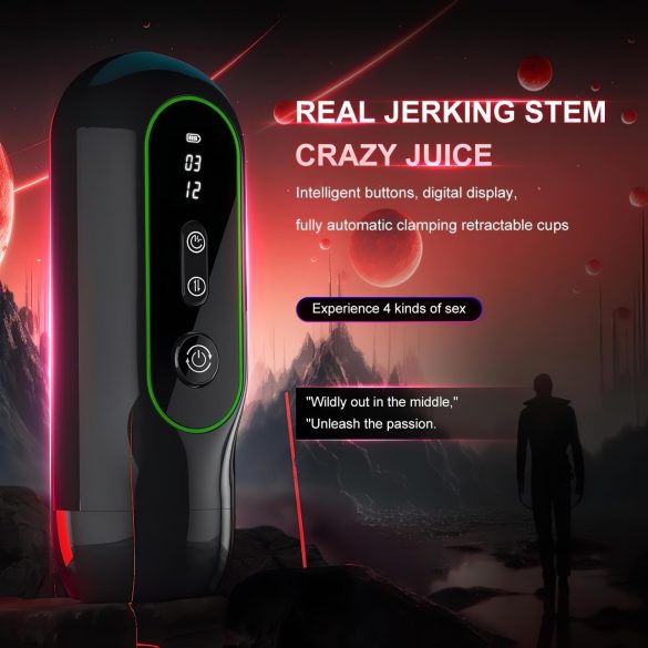 Leopard - vīriešu masturbators ar vibrāciju un kustību melns