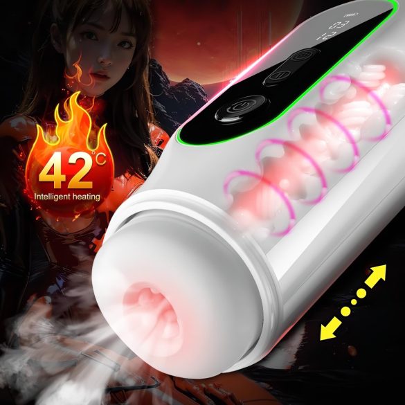 Leopard - vīriešu masturbators ar vibrāciju un kustību melns