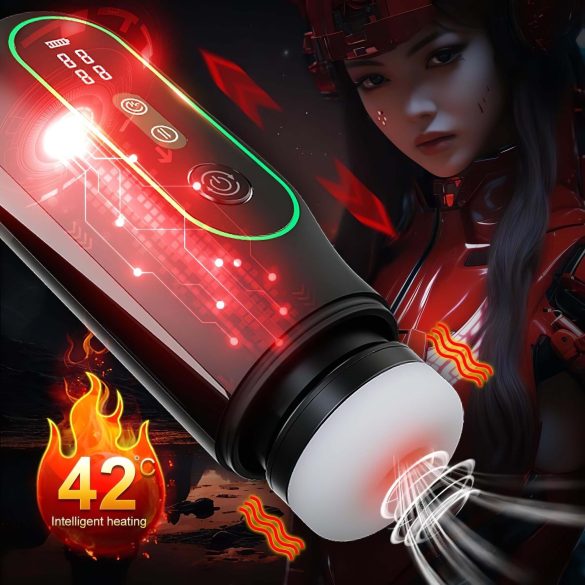 Leopard - vīriešu masturbators ar vibrāciju un kustību melns