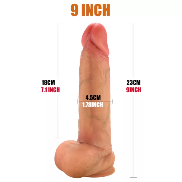 FeelSkin - ultra reālistisks dildo ar sēkliniekiem - naturāls (23 cm)