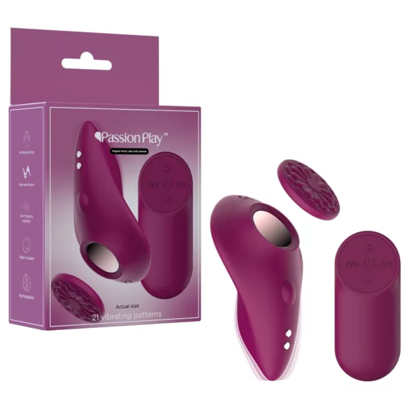 Passion Play - tālvadības, magnētiska biksīšu vibrators (bordo)