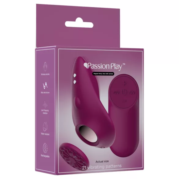 Passion Play - tālvadības, magnētiska biksīšu vibrators (bordo)